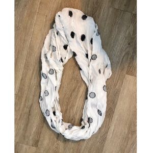 White and navy polka dot infinity scarf!